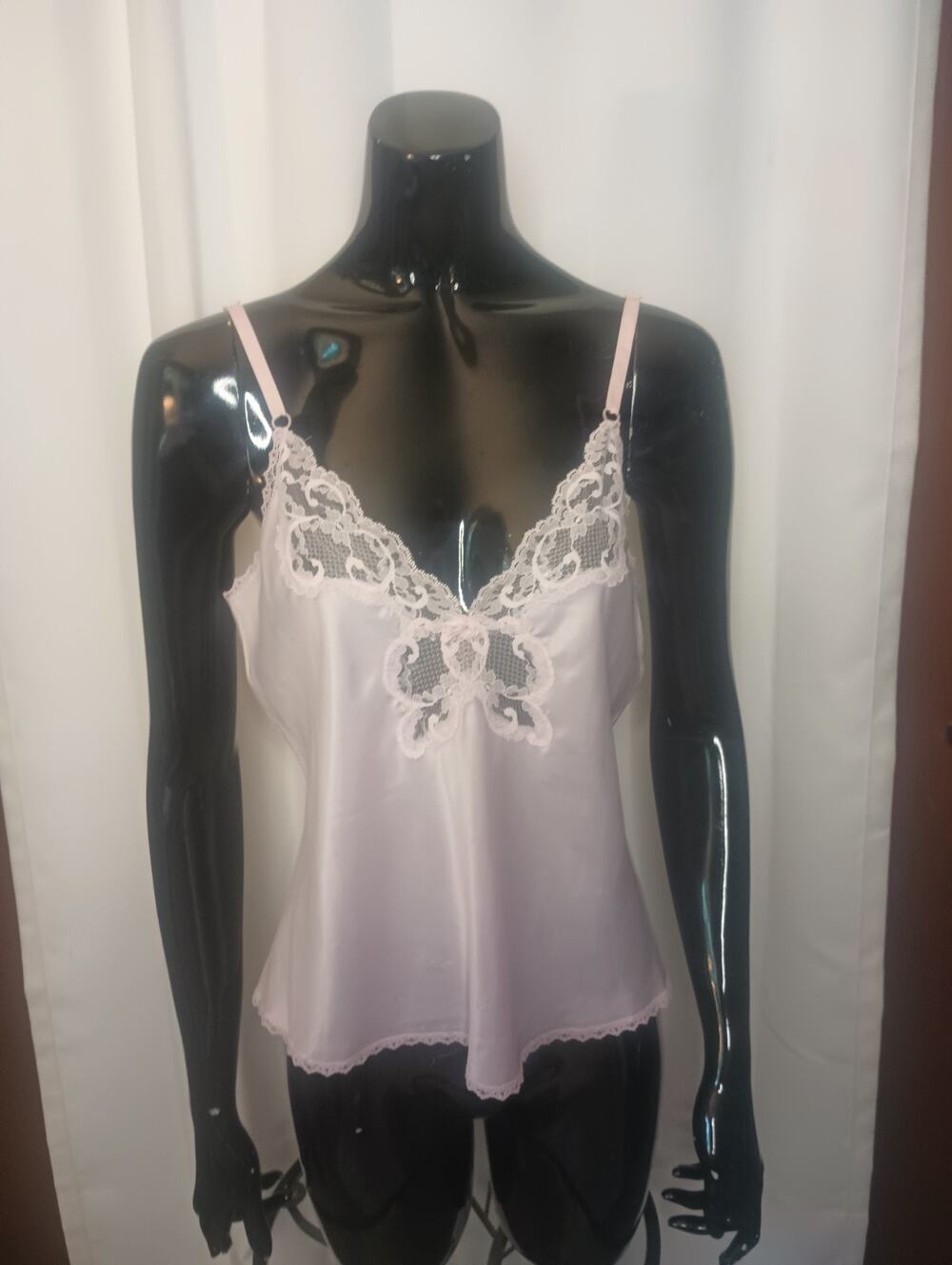 Vtg Maidenform Lace Trim Butterfly Satin Camisole 36 M Pink Fairy Coquette